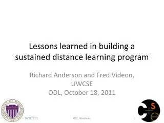 Lessons learned in building a sustained distance learning program