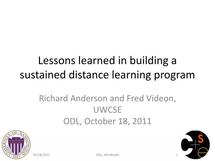 lessons learned in building a sustained distance learning program