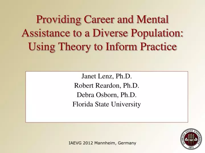 providing career and mental assistance to a diverse population using theory to inform practice