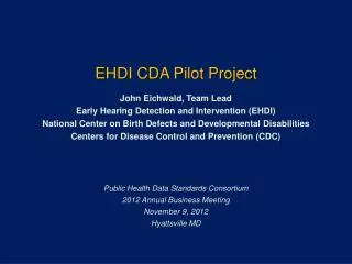EHDI CDA Pilot Project