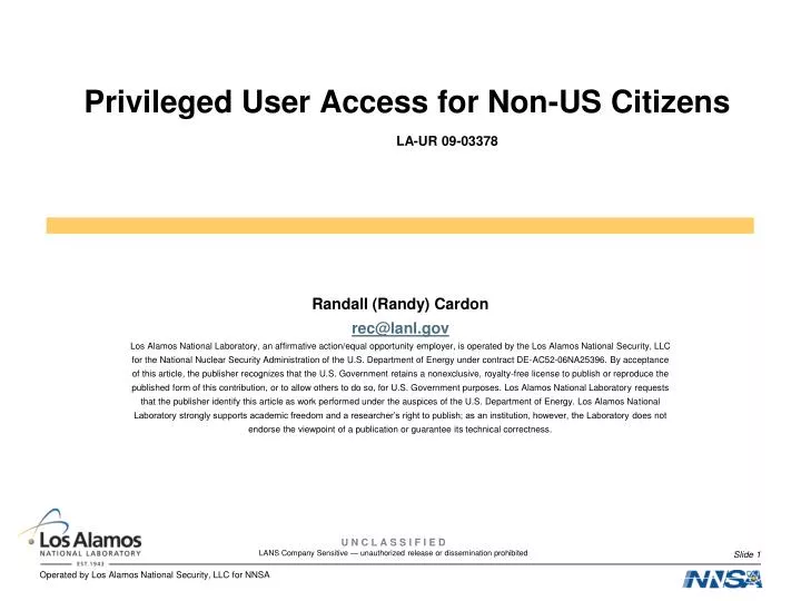 privileged user access for non us citizens la ur 09 03378