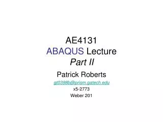 AE4131 ABAQUS Lecture Part II