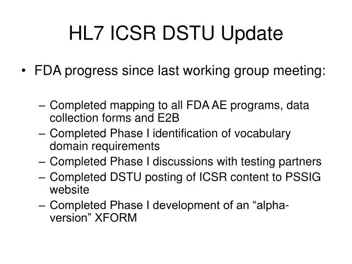 hl7 icsr dstu update