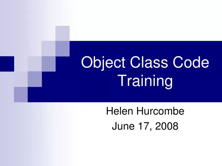 object class code training