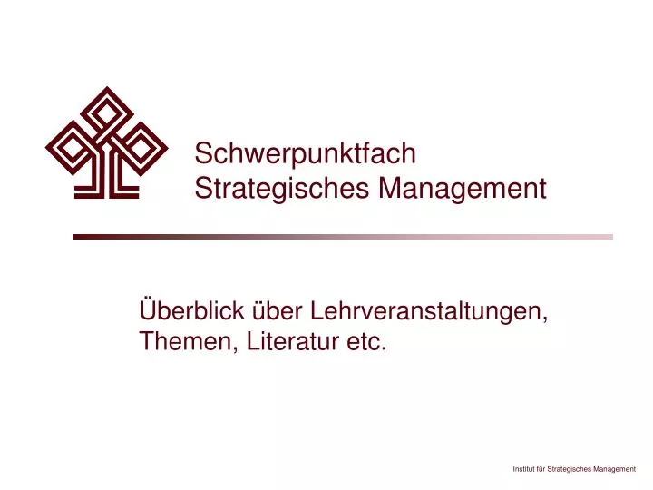 schwerpunktfach strategisches management