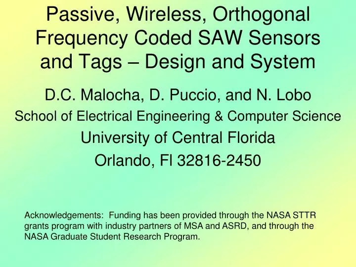 passive wireless orthogonal frequency coded saw sensors and tags design and system