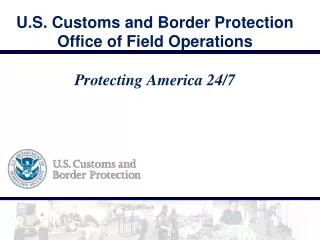 U.S. Customs and Border Protection Office of Field Operations Protecting America 24/7