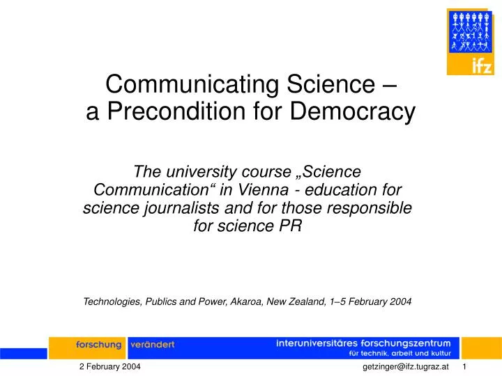 communicating science a precondition for democracy