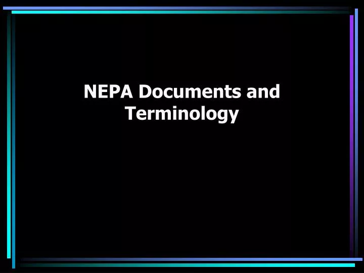 nepa documents and terminology