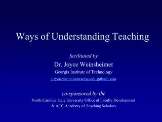 Ways of Understanding Teaching