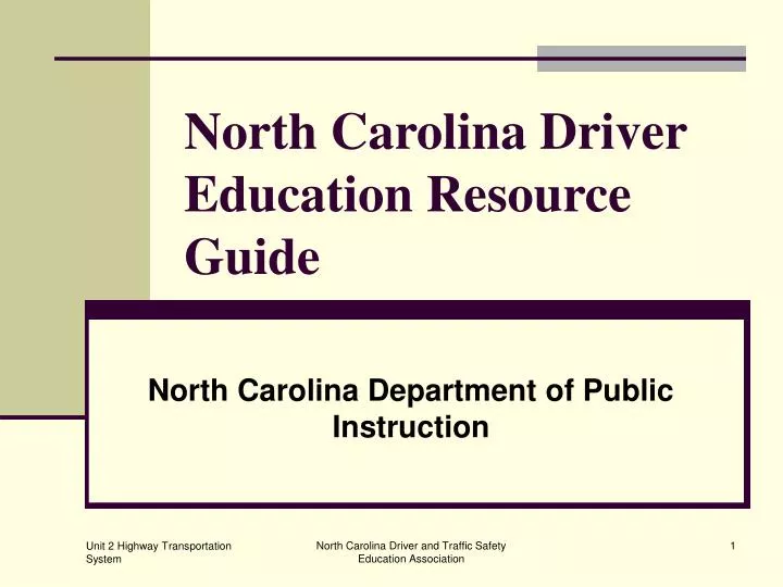 north carolina driver education resource guide