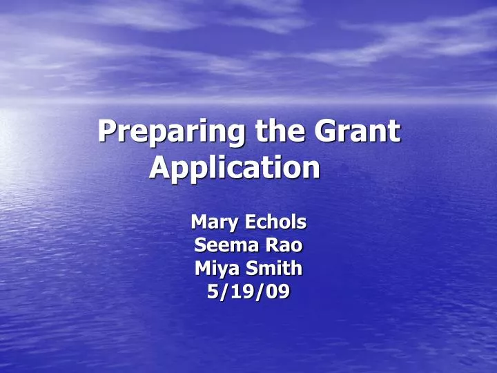 preparing the grant application