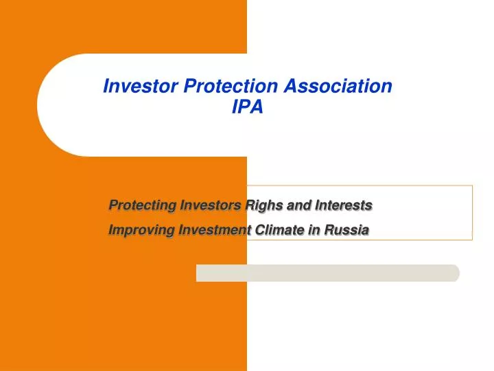 investor protection association ipa
