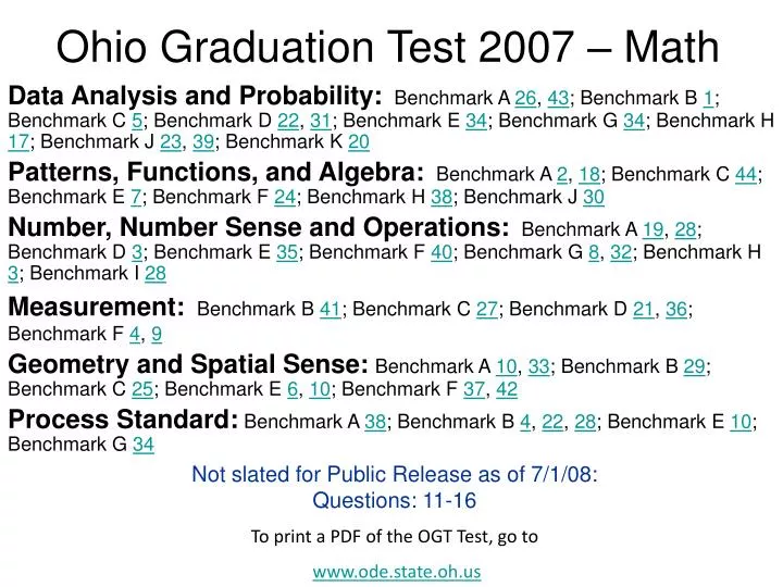 ohio graduation test 2007 math