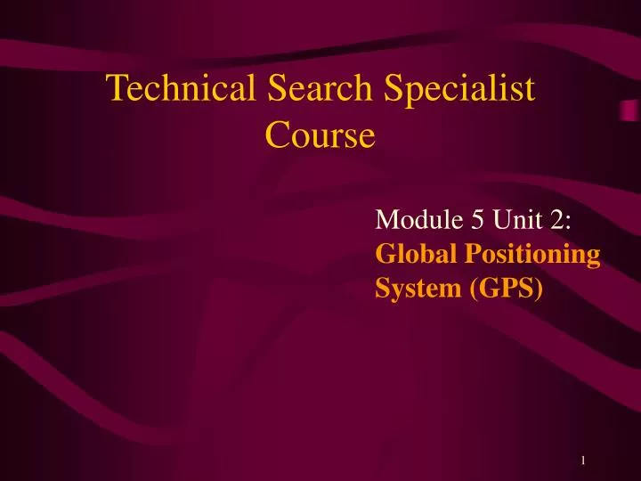 technical search specialist course