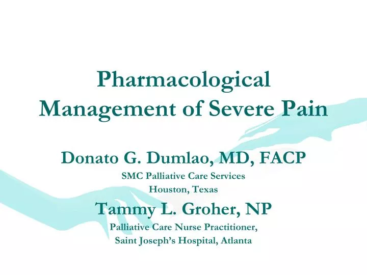 pharmacological management of severe pain