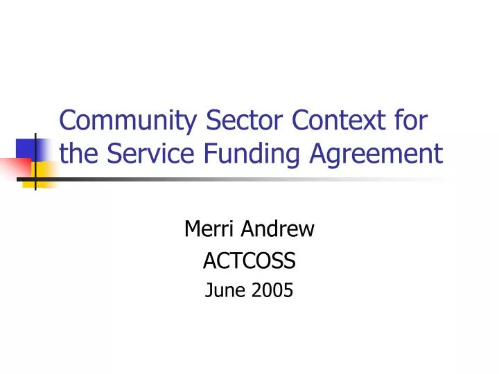 community sector context for the service funding agreement