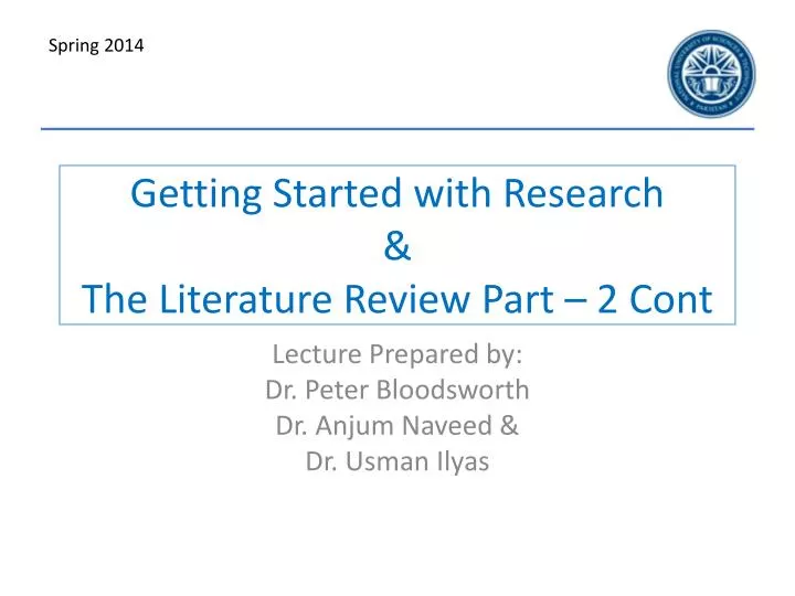 getting started with research the literature review part 2 cont