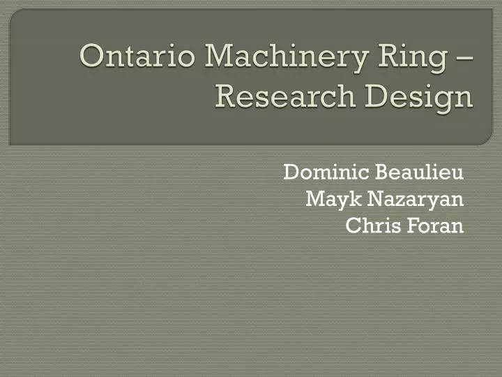 ontario machinery ring research design