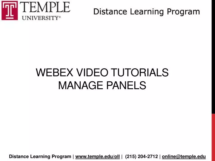 webex video tutorials manage panels