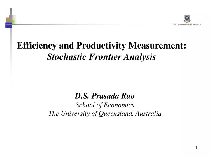 efficiency and productivity measurement stochastic frontier analysis