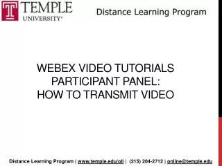 Webex Video Tutorials participant panel: How to Transmit Video