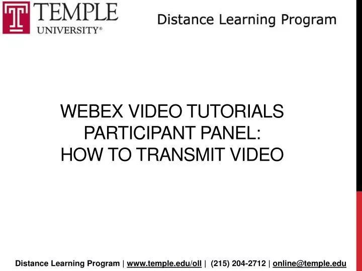 webex video tutorials participant panel how to transmit video