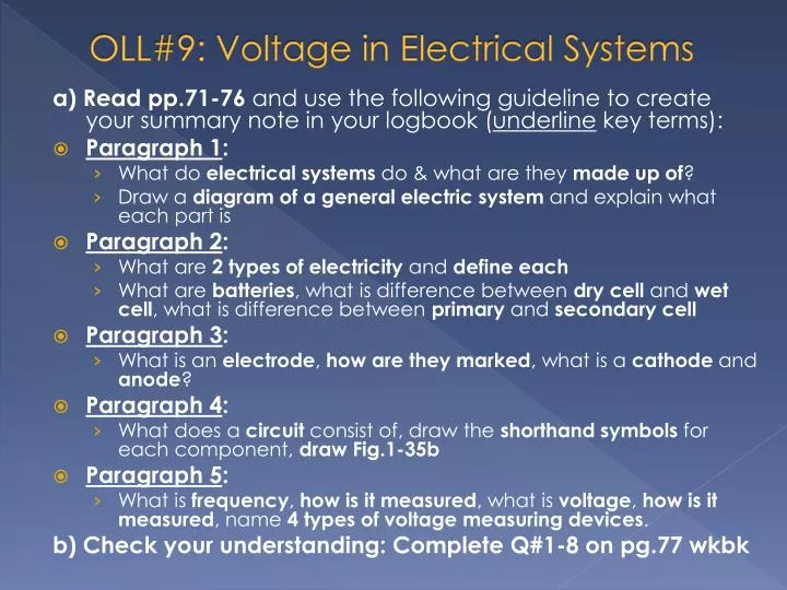 oll 9 voltage in electrical systems