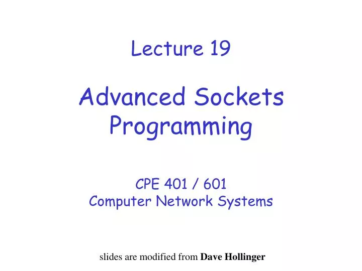 lecture 19 advanced sockets programming