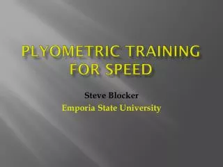 PlyOmetric Training for speed