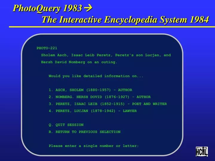 photoquery 1983 the interactive encyclopedia system 1984