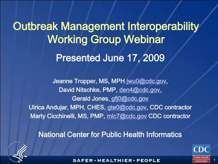 outbreak management interoperability working group webinar