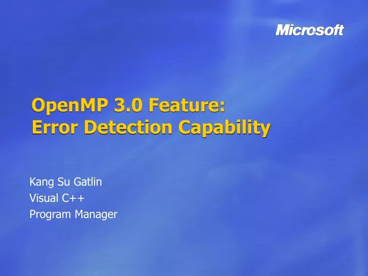 openmp 3 0 feature error detection capability