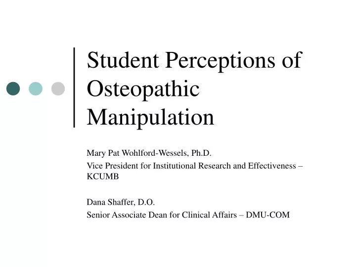 student perceptions of osteopathic manipulation