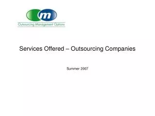Services Offered – Outsourcing Companies