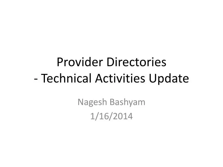provider directories technical activities update