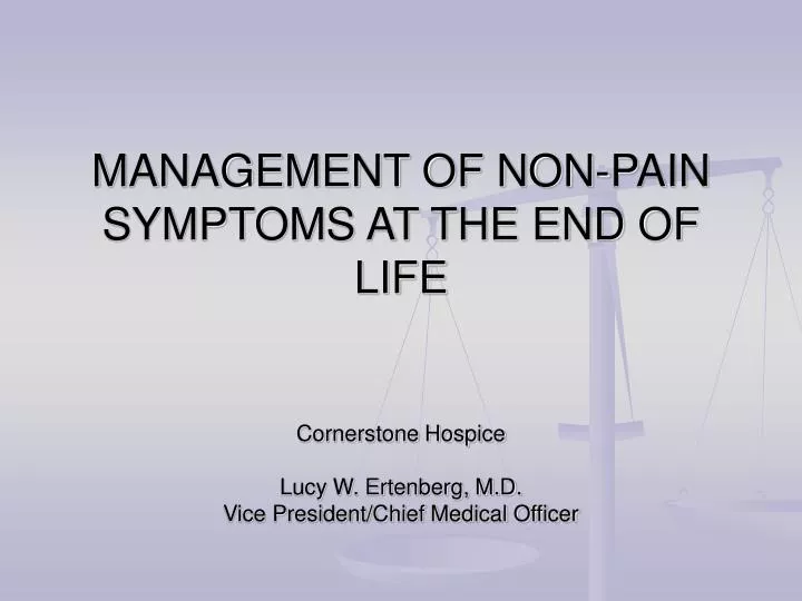 management of non pain symptoms at the end of life