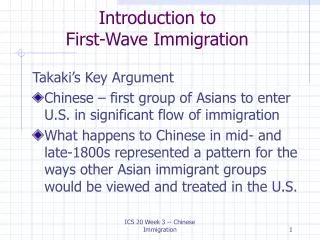 Introduction to First-Wave Immigration