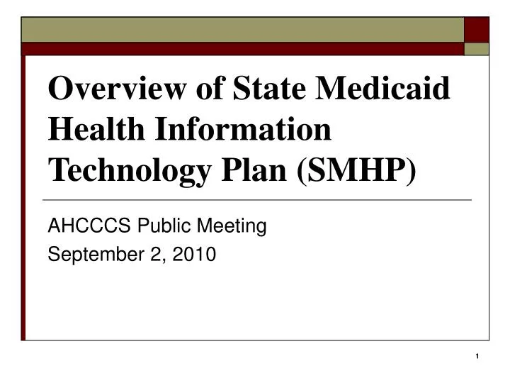 overview of state medicaid health information technology plan smhp
