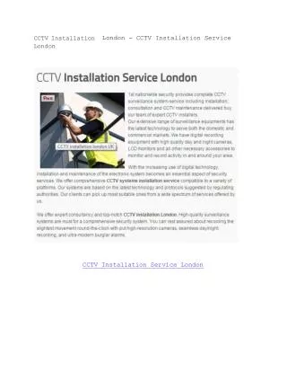 CCTV Installation London - CCTV Installation Service London