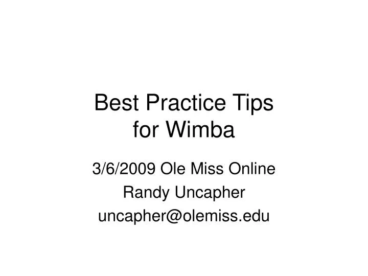 best practice tips for wimba