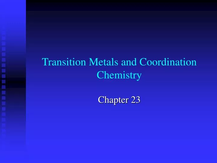 transition metals and coordination chemistry