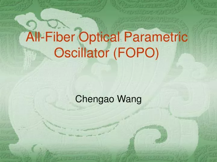 all fiber optical parametric oscillator fopo