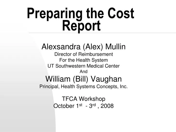 preparing the cost report