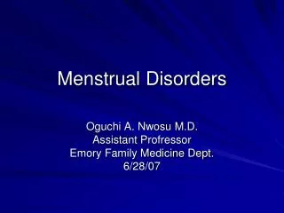 Menstrual Disorders