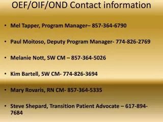 oef oif ond contact information