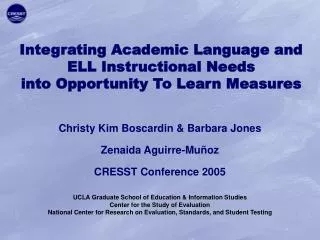 Integrating Academic Language and ELL Instructional Needs into Opportunity To Learn Measures