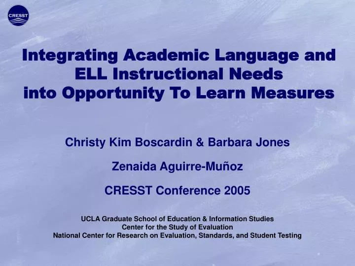 integrating academic language and ell instructional needs into opportunity to learn measures