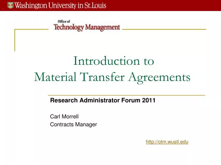 introduction to material transfer agreements