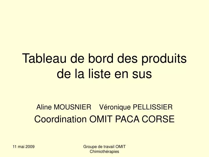 tableau de bord des produits de la liste en sus